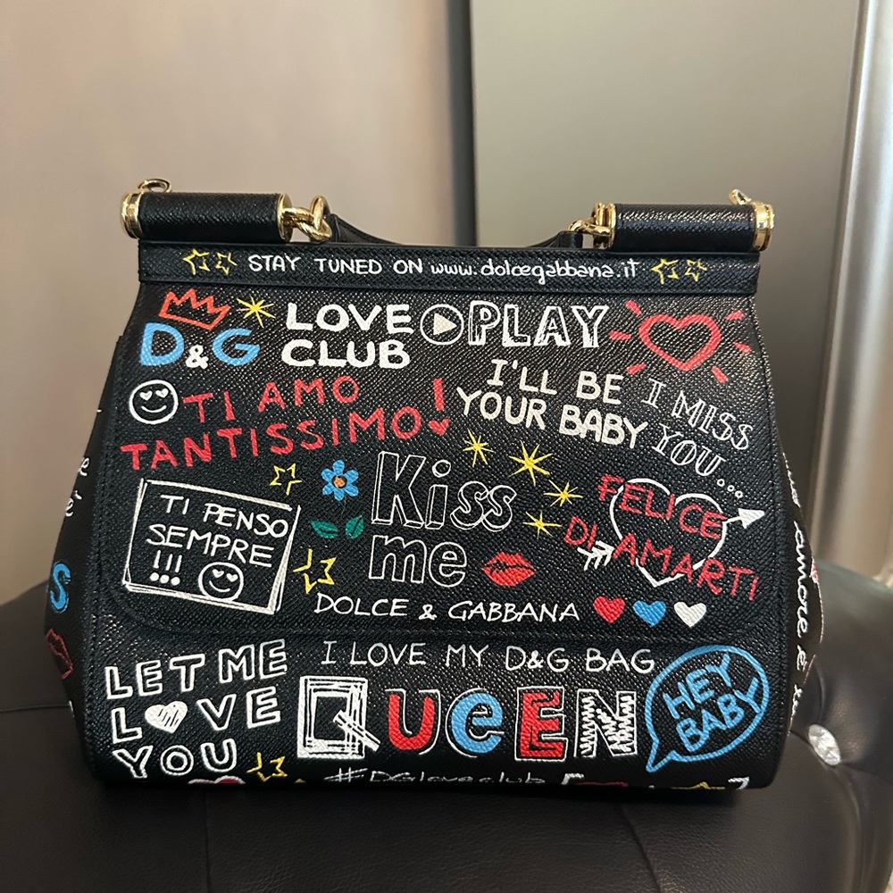 Dolce & Gabbana Graffiti Handbag with shoulder strap.